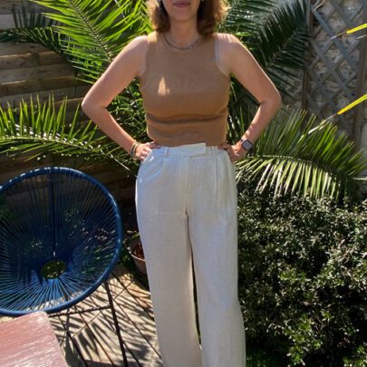 Pantalon en lin beige