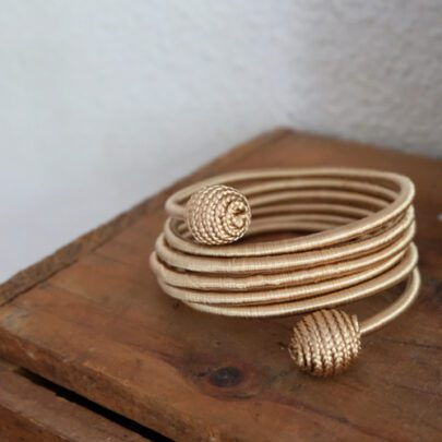 Bracelet spiral soie Beige