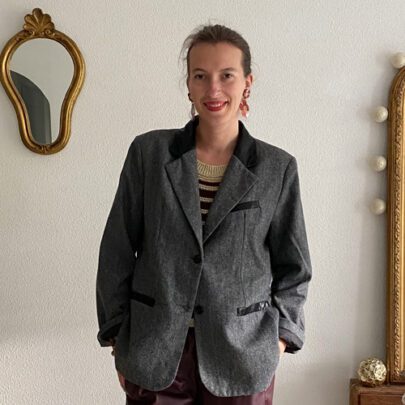 Blazer tweed et similicuir Johanna Paris