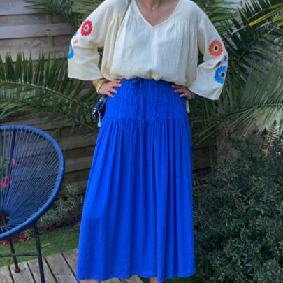 Jupe en lin bleu électrique Johanna Paris