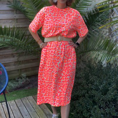Robe t-shirt imprimé léopard fluo