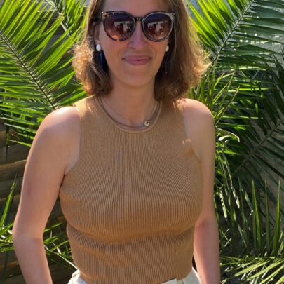 Crop top camel et lurex
