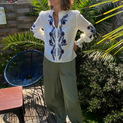Pantalon large en soie Cali