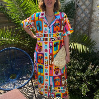 Robe chemise kimono à motifs colorés
