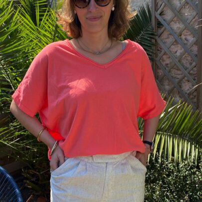 T-shirt oversize col V Roméo