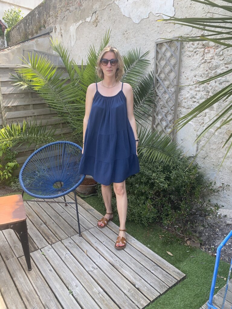 Robe courte à bretelles Gaze de coton