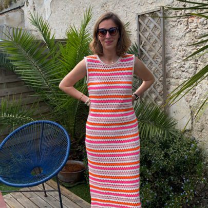 Robe rayée en crochet Deby