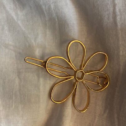 Barrette fleur doré