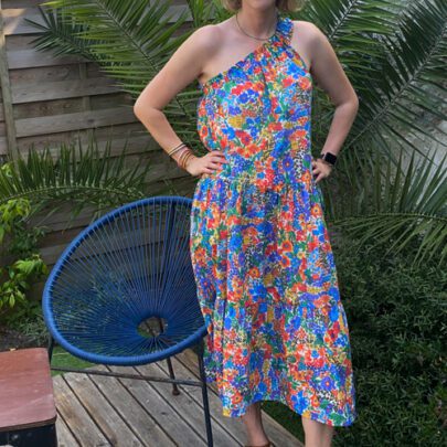 Robe asymétrique liberty bleu - Johanna Paris