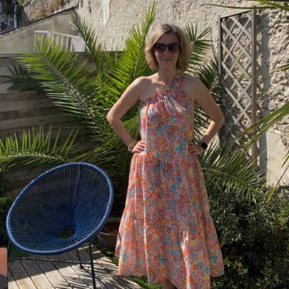Robe asymétrique liberty rose - Johanna Paris
