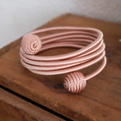 Bracelet spiral soie Rose clair