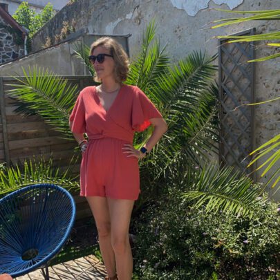 Combishort en gaze de coton Terracotta