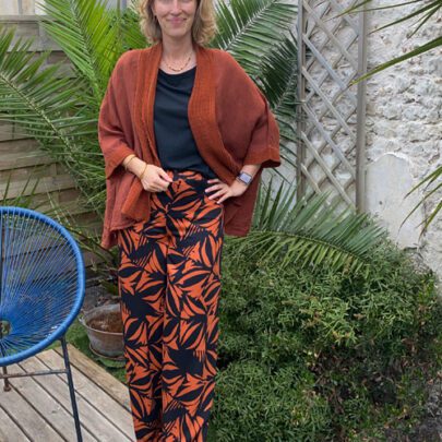 Pantalon motifs terracotta et noir - Johanna Paris