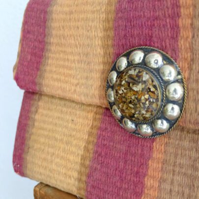 Pochette berbère prune et beige boucle ronde
