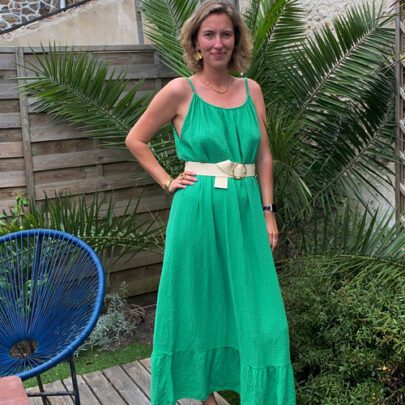 Robe longue dos nu Gaze de coton