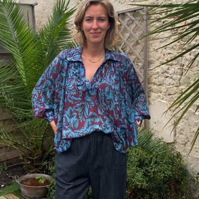 Blouse à motifs turquoise et bordeaux Johanna Paris