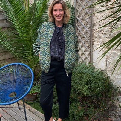 Blouson bomber oversize jacquard vert