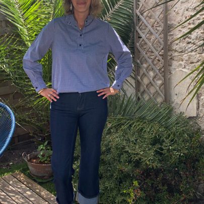 Jean wide leg à revers brut