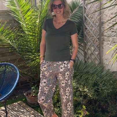 Pantalon magic fleurs kaki - Johanna Paris