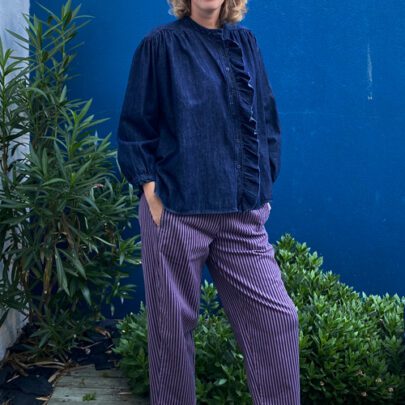 Pantalon Magic à rayures marine et rose - Johanna Paris