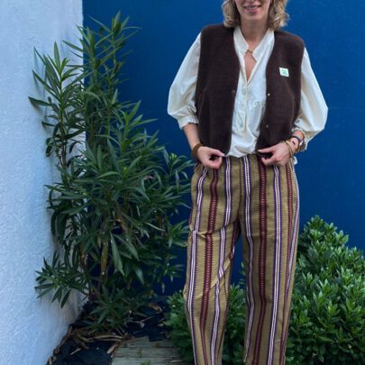 Pantalon Magic à rayures olive - Johanna Paris
