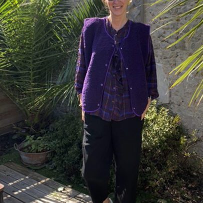 Veste moumoute sans manches violette Gigi