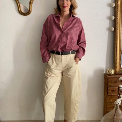 Pantalon Barrel écru