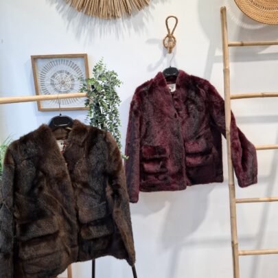 Veste courte fourrure chocolat - Johanna Paris