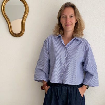 Chemise rayée oversize courte