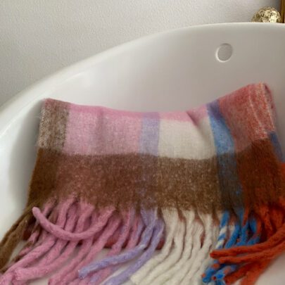 Echarpe à carreaux à franges