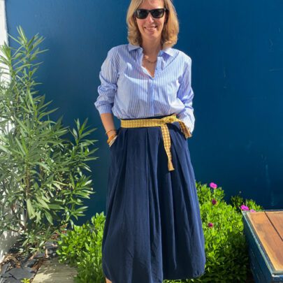 Chemise à rayures bleues et blanches