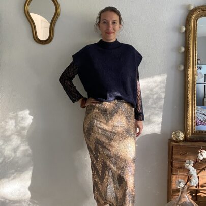 Jupe mi-longue à sequins à motifs chevrons