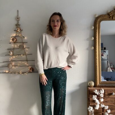 Pantalon à sequins vert sapin