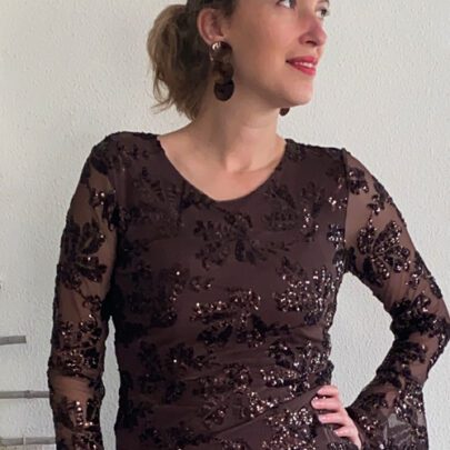 Boucles d'oreilles sequins chocolat