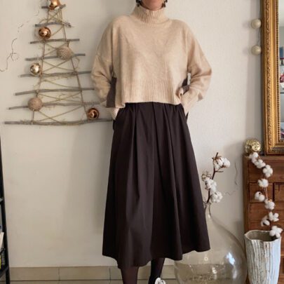 Jupe mi-longue choco - Johanna Paris