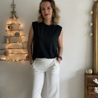 Pantalon blanc à strass