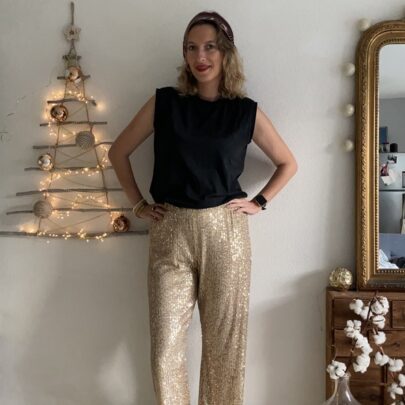 Pantalon à sequins doré
