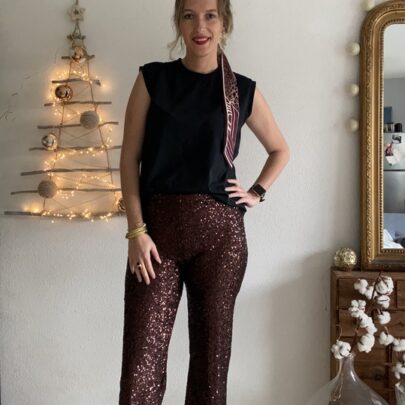 Pantalon à sequins chocolat