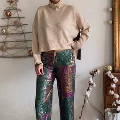 Pantalon à sequins vert - Johanna Paris