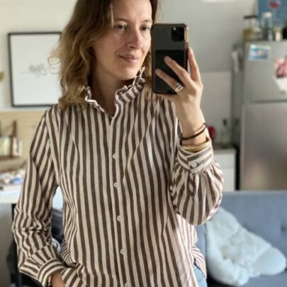 Chemise col victorien rayures chocolat Vicky
