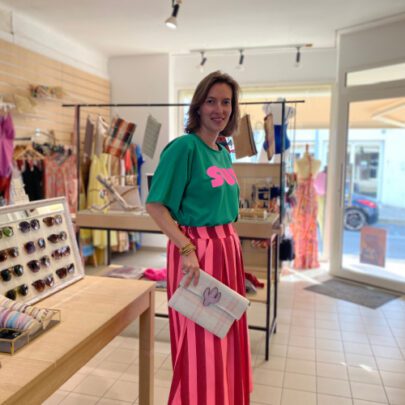 Jupe à rayures roses et rouges Johanna Paris