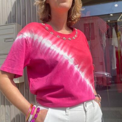T-shirt Tie and Dye rose Lipanoï