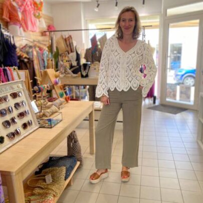 Pantalon en lin kaki