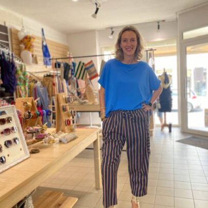 Pantalon magic barrel à rayures Johanna Paris