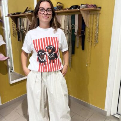T-shirt à rayures teckel