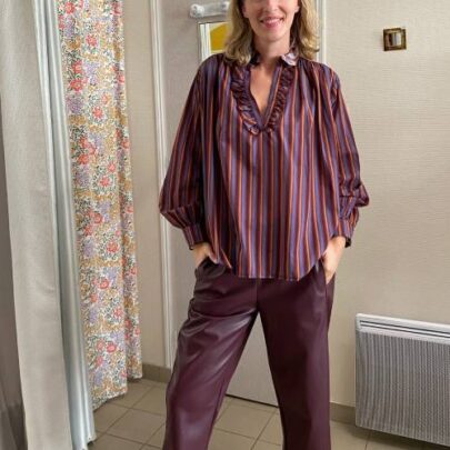 Blouse à rayures prune et bleu - Johanna Paris