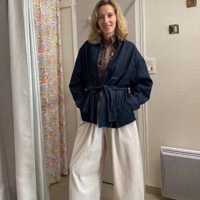 Veste kimono en jean brut – Johanna Paris