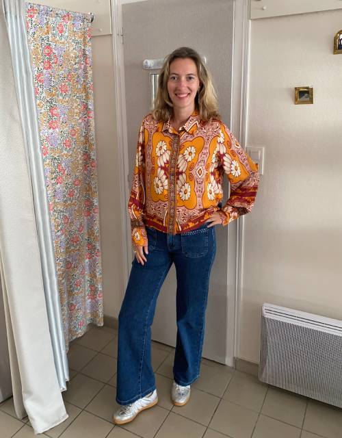 Chemise-imprime-orange-SARILANA-ange-Paris_1