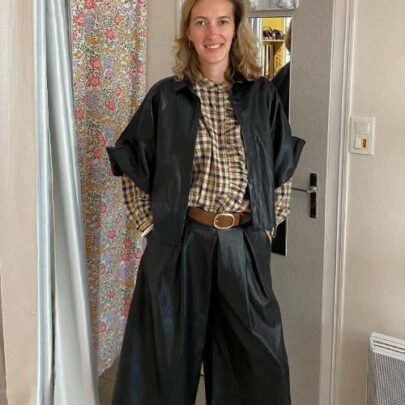 Veste simili cuir manches ballon - Johanna Paris