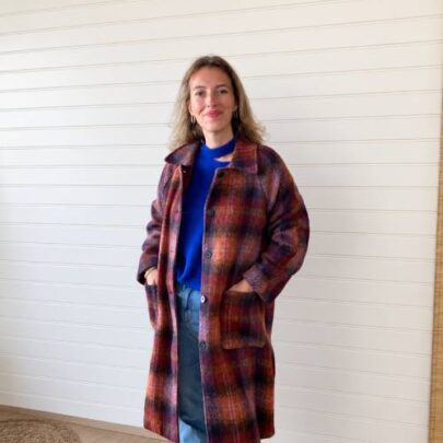Manteau long à carreaux multicolores – Johanna Paris